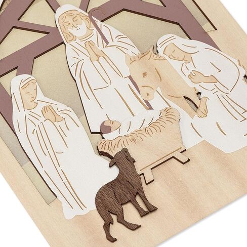 Papyrus Religious Christmas Card with Wooden Manger Nativity Scene (A Child is Born) in Saudi Arabia