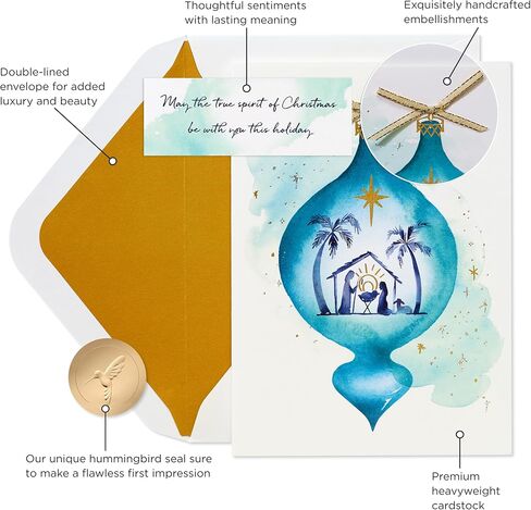 Papyrus Religious Christmas Card with Wooden Manger Nativity Scene (A Child is Born) in Saudi Arabia
