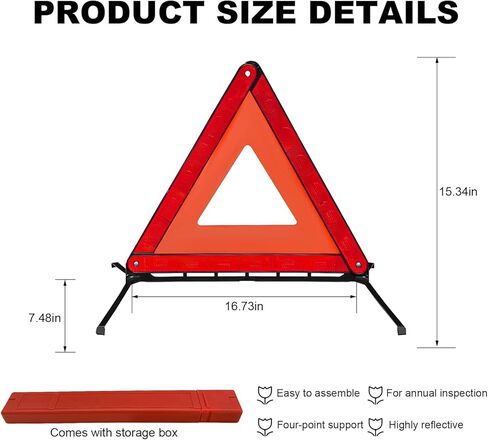 قطعتان من مثلث التحذير العاكس، مثلث إطار تحذير للطوارئ قابل للطي مع حقيبة تخزين، عاكس أمان لعلامات الخطر على الطريق للتعطل التلقائي، وإكسسوارات السيارة in Kuwait
