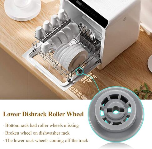 APPLIANCEMATES DD66-00023A Roller Lower Dish Rack for Samsung Dishwasher Dishrack Lower Wheels and Mounting Clip 4-Pack, Replacement Part PS4222532, AP4342187, 2002711 in Saudi Arabia