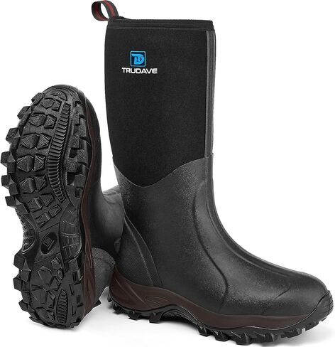 Trudave Rubber Boots for Men & Women with Steel Shank, Mens Rain Boots Waterproof Insulated, Reliable 6mm Neoprene Warm Anti-slip High Traction Multi-season Dry Mud Boot for Outdoor, Work, Hunting in Saudi Arabia