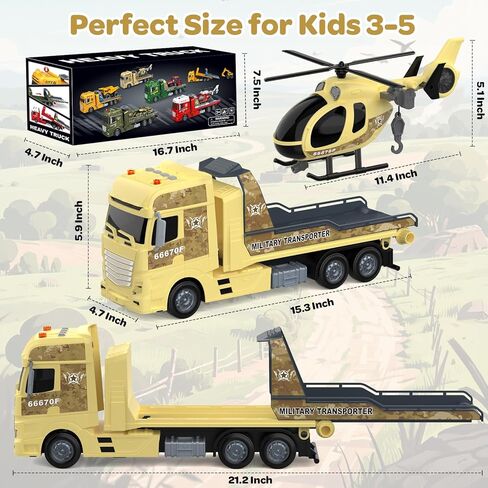 لعبة شاحنة نصف زراعية مقاس 21.2 بوصة للأولاد من عمر 3 4 5 سنوات - مع جرار، شاحنة نقل تعمل بالاحتكاك مع أضواء وأصوات لهدايا عيد الميلاد للأولاد in Kuwait