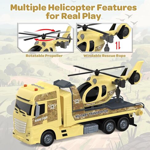 لعبة شاحنة نصف زراعية مقاس 21.2 بوصة للأولاد من عمر 3 4 5 سنوات - مع جرار، شاحنة نقل تعمل بالاحتكاك مع أضواء وأصوات لهدايا عيد الميلاد للأولاد in Kuwait