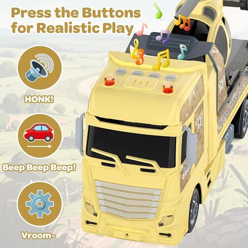 لعبة شاحنة نصف زراعية مقاس 21.2 بوصة للأولاد من عمر 3 4 5 سنوات - مع جرار، شاحنة نقل تعمل بالاحتكاك مع أضواء وأصوات لهدايا عيد الميلاد للأولاد in Kuwait