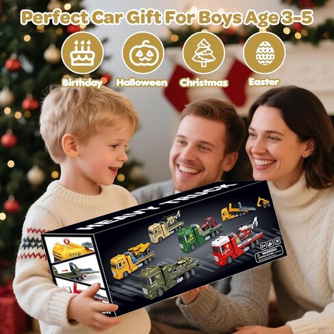 لعبة شاحنة نصف زراعية مقاس 21.2 بوصة للأولاد من عمر 3 4 5 سنوات - مع جرار، شاحنة نقل تعمل بالاحتكاك مع أضواء وأصوات لهدايا عيد الميلاد للأولاد in Kuwait