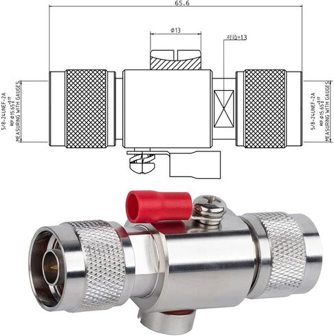 مانع الصواعق N نوع ذكر إلى أنثى التردد 0-6 جيجا هرتز 50 أوم، أنبوب تفريغ الغاز 90 فولت، محول مانع الصواعق (مانع الصواعق 6G N ذكر إلى أنثى) in Kuwait