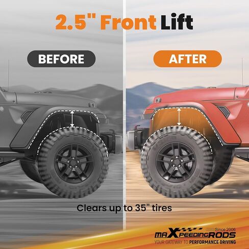 طقم تسوية maXpeedingrods 2.5 بوصة لسيارة Jeep Gladiator JT 2020-2022 4WD، Jeep Wrangler JL JLU 2018-2022، فاصل ملف رفع التعليق، دعامة نقل الصدمات، قضيب التأرجح in Kuwait