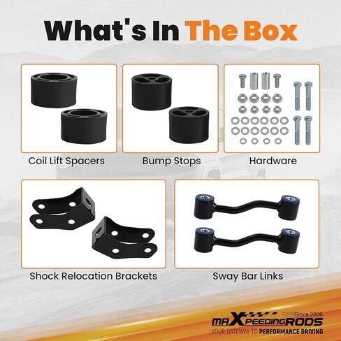 طقم تسوية maXpeedingrods 2.5 بوصة لسيارة Jeep Gladiator JT 2020-2022 4WD، Jeep Wrangler JL JLU 2018-2022، فاصل ملف رفع التعليق، دعامة نقل الصدمات، قضيب التأرجح in Kuwait