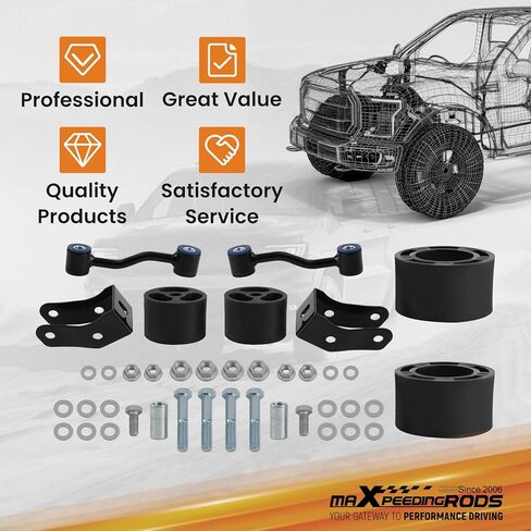 طقم تسوية maXpeedingrods 2.5 بوصة لسيارة Jeep Gladiator JT 2020-2022 4WD، Jeep Wrangler JL JLU 2018-2022، فاصل ملف رفع التعليق، دعامة نقل الصدمات، قضيب التأرجح in Kuwait
