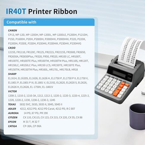 بكرة حبر الآلة الحاسبة IR40T، استبدال أسود/أحمر لـ Casio HR-100tm HR-170RC، Canon P23-dhv CP13، Sharp EL-1750V EL-1801V، IR-40T شرائط حاسبة باللونين الأسود والأحمر، عبوة من 12 قطعة in Kuwait