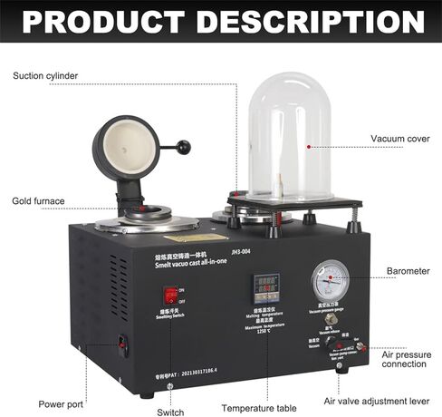 Perfect Cast Casting Machine,2KG Graphite Crucible,Vacuum Casting Machine, 2KG Gold Melting Furnace,for Melting Silver, Gold, Copper, Aluminum in Saudi Arabia