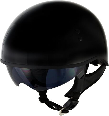 Hot Leathers T72 Black Widow Gloss Black Motorcycle Half Helmet Biker w/Drop Down Visor in Saudi Arabia