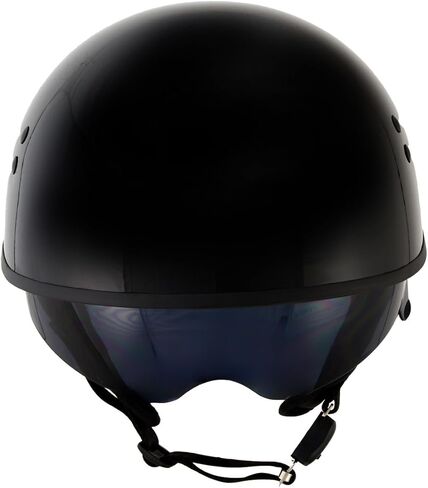 Hot Leathers T72 Black Widow Gloss Black Motorcycle Half Helmet Biker w/Drop Down Visor in Saudi Arabia