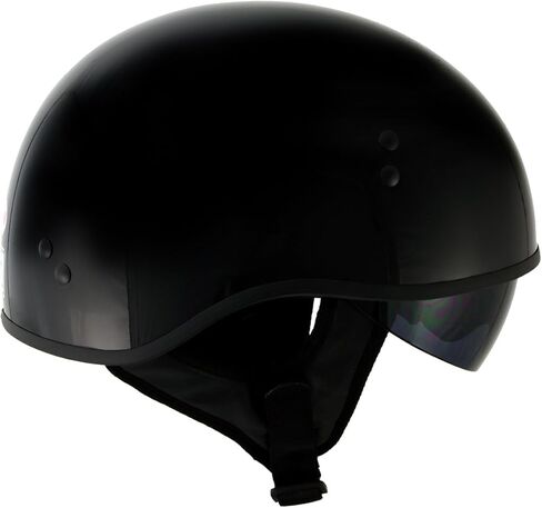 Hot Leathers T72 Black Widow Gloss Black Motorcycle Half Helmet Biker w/Drop Down Visor in Saudi Arabia