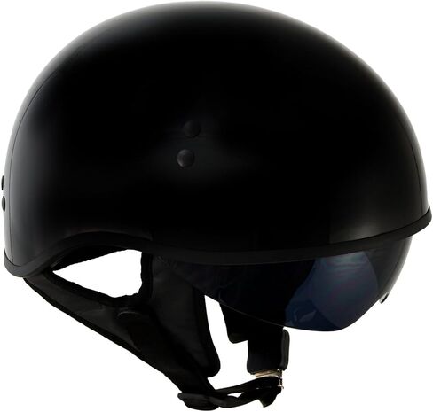 Hot Leathers T72 Black Widow Gloss Black Motorcycle Half Helmet Biker w/Drop Down Visor in Saudi Arabia