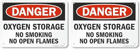 SmartSign - S-5904-PL-10 Danger - Oxygen Storage, No Smoking, Open Flames Sign By | 7" x 10" Plastic in Saudi Arabia