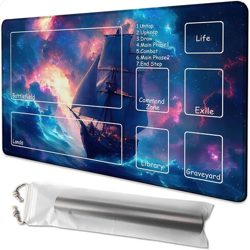 لـ MTG Playmat مقاس 24 × 14 بوصة بساط لعب سحري من الأرض الوسطى، بساط لعب للبطاقات من أجل Magic The Gathering TCG PTCG Playmat مع أكياس تخزين مجانية وظهر غير قابل للانزلاق وحافة مخيطة in Kuwait