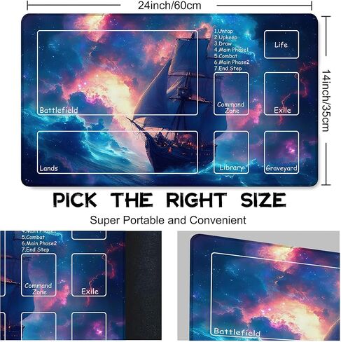 لـ MTG Playmat مقاس 24 × 14 بوصة بساط لعب سحري من الأرض الوسطى، بساط لعب للبطاقات من أجل Magic The Gathering TCG PTCG Playmat مع أكياس تخزين مجانية وظهر غير قابل للانزلاق وحافة مخيطة in Kuwait