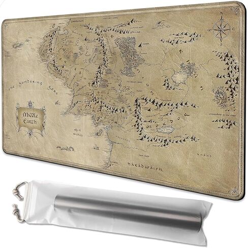 لـ MTG Playmat مقاس 24 × 14 بوصة بساط لعب سحري من الأرض الوسطى، بساط لعب للبطاقات من أجل Magic The Gathering TCG PTCG Playmat مع أكياس تخزين مجانية وظهر غير قابل للانزلاق وحافة مخيطة in Kuwait