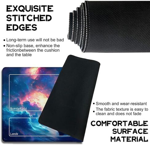 لـ MTG Playmat مقاس 24 × 14 بوصة بساط لعب سحري من الأرض الوسطى، بساط لعب للبطاقات من أجل Magic The Gathering TCG PTCG Playmat مع أكياس تخزين مجانية وظهر غير قابل للانزلاق وحافة مخيطة in Kuwait