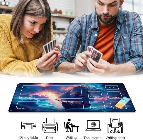 لـ MTG Playmat مقاس 24 × 14 بوصة بساط لعب سحري من الأرض الوسطى، بساط لعب للبطاقات من أجل Magic The Gathering TCG PTCG Playmat مع أكياس تخزين مجانية وظهر غير قابل للانزلاق وحافة مخيطة in Kuwait