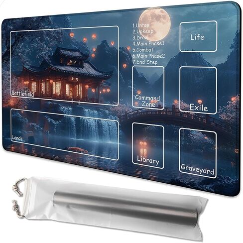 لـ MTG Playmat مقاس 24 × 14 بوصة بساط لعب سحري من الأرض الوسطى، بساط لعب للبطاقات من أجل Magic The Gathering TCG PTCG Playmat مع أكياس تخزين مجانية وظهر غير قابل للانزلاق وحافة مخيطة in Kuwait
