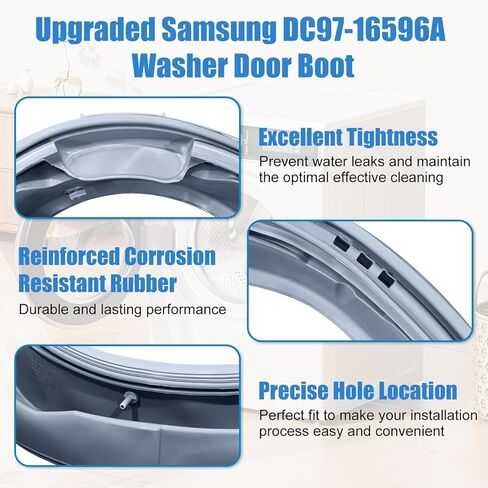 Upgraded DC97-18094B Washer Door Seal Gasket Replacement for Samsung Washer Parts WF42H5000AW/A2, WF42H5200AP/A2, WF42H5200AW/A2,Rubber OEM Door Seal Replaces AP5917067,PS9606239,4000547,EAP9606239 in Kuwait