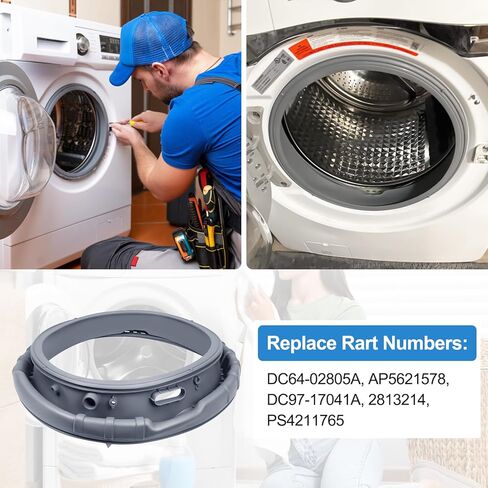 حشية غطاء باب مطورة DC97-18094B من الفار، قطعة غيار متوافقة مع غسالة سامسونج AP5917067، PS9606239 in Kuwait