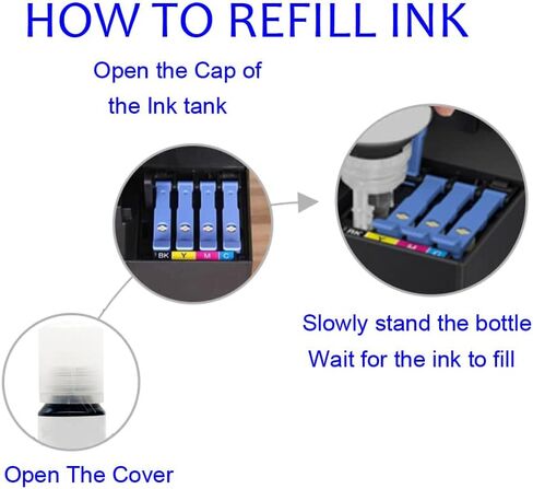 Inkpro 4x70ml Universal لزجاجات Ecotank الفارغة T502 T512 زجاجات الحبر الفارغة لطابعات 2750 2850 4760 3750 ET-4750 ET-3850 4850 ET-15000 ET8550 in Kuwait