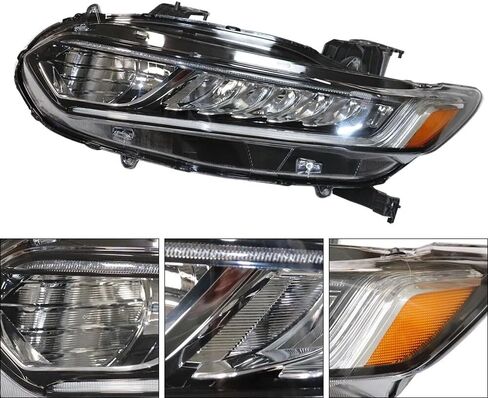 مجموعة المصابيح الأمامية الهالوجين الأمامية متوافقة مع الجانب الأيسر + الأيمن للسائق ومصابيح رأس الركاب، مصابيح أمامية بديلة مباشرة، مجموعة مثالية لسيارة Assy لسيارة 2018 2019 2020 Honda Accord (يسار) in Kuwait