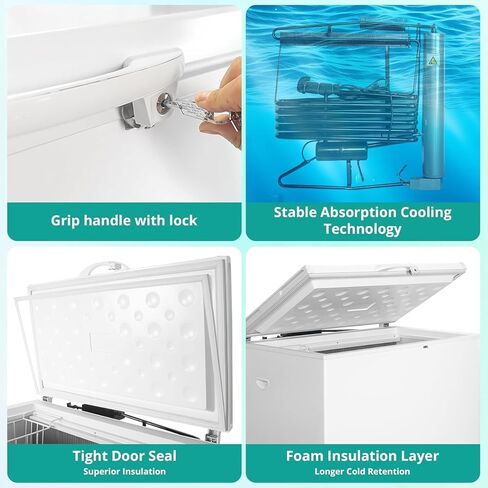 SMETA 12 فولت ثلاجة محمولة البروبان الفريزر RV الفريزر 110/12 فولت الصدر التخييم في الهواء الطلق الفريزر العميق الكهربائية LPG AC / DC 3-way امتصاص الغاز الصدر الفريزر برودة قبالة الشمسية لRV، 2.4 قدم مكعب، أسود مع قفل in Kuwait