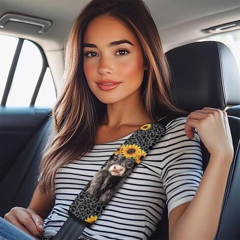 غطاء حزام مقعد سيارة بقرة المرتفعات لطيف من الفلانيل الناعم حزام كتف حزام كتف سميك مضاد للانزلاق حماية لمعظم المركبات وسيارات الدفع الرباعي والشاحنات والسيارات in Saudi Arabia