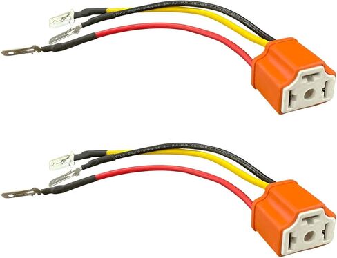 2PCS H4 HB2 9003 مقبس المصباح الأمامي، 16AWG أنثى السيراميك المصباح موصل محول التوصيل مع تسخير الأسلاك، المصابيح الأمامية الضباب ضوء التحديثية اكسسوارات السيارات لسيارة شاحنة قارب البحرية (2PCS) in Kuwait