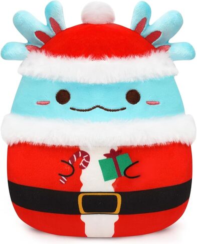 Christmas Axolotl Plush Toy Stuffed Animal,11" Blue and Red Soft Plush Pillow Kawaii Plushies Christmas Decoration,Plush Toys Gift for Kids Boy Girl in Kuwait