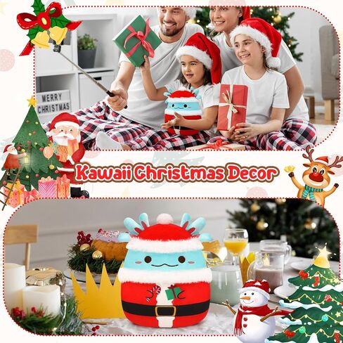 Christmas Axolotl Plush Toy Stuffed Animal,11" Blue and Red Soft Plush Pillow Kawaii Plushies Christmas Decoration,Plush Toys Gift for Kids Boy Girl in Kuwait