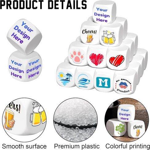 5-100 قطعة نرد مخصص - نرد قرار فارغ من الأكريليك D6 مخصص، نرد قرار طعام ليلي مقاس 30 مم مع شعار/نص، هدايا نرد ألعاب لها ولعائلتها وأصدقائها in Kuwait