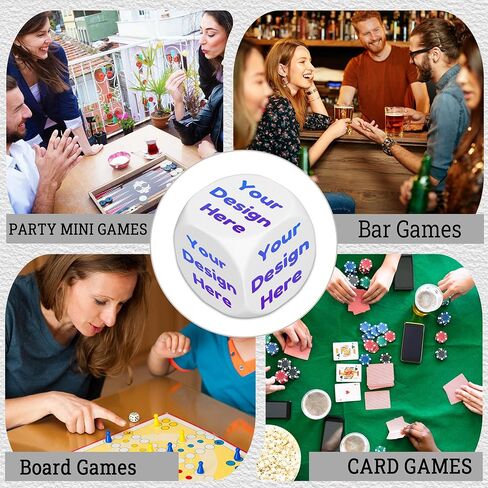 5-100 قطعة نرد مخصص - نرد قرار فارغ من الأكريليك D6 مخصص، نرد قرار طعام ليلي مقاس 30 مم مع شعار/نص، هدايا نرد ألعاب لها ولعائلتها وأصدقائها in Kuwait