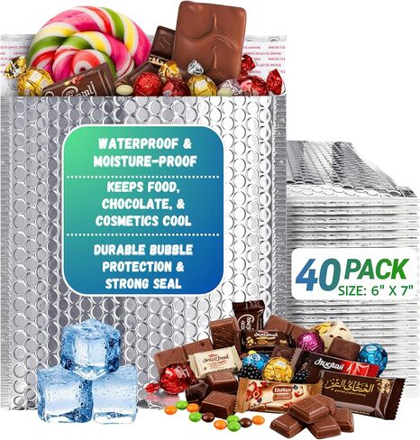 Waterproof Thermal Mailers for Cold Shipping 6x7 Inch (40 Pack) – Insulated Mailer, Shipping Envelopes for Food, Cold Items & Meal Prep – Styrofoam Alternative – Insulated Bubble Bags in Saudi Arabia
