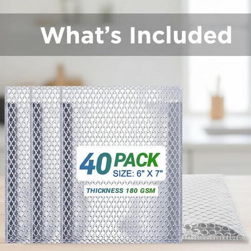 Waterproof Thermal Mailers for Cold Shipping 6x7 Inch (40 Pack) – Insulated Mailer, Shipping Envelopes for Food, Cold Items & Meal Prep – Styrofoam Alternative – Insulated Bubble Bags in Saudi Arabia