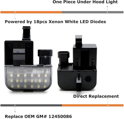iJDMTOY أبيض فائق السطوع 18-SMD مصباح LED كامل تحت الغطاء مع حزام سلك طاقة بطول 5 أقدام متوافق مع Chevy/GMC Silverado/Sierra، Suburban/Tahoe Avalanche Trailblazer Yukon Envoy؛ كاديلاك اسكاليد in Saudi Arabia