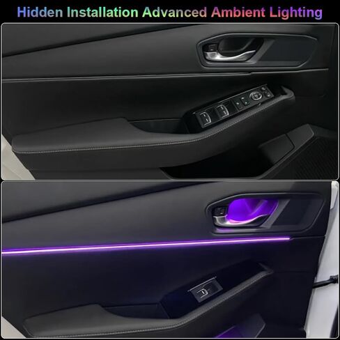 إضاءة محيطة للسيارة من الأكريليك، طقم شريط LED داخلي RGB مع وضع مزامنة الموسيقى، طول 55 بوصة مناسب للبيك اب والشاحنات وسيارات الدفع الرباعي والمركبات الكبيرة (10 في 1) in Saudi Arabia