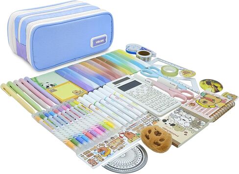 Large Capacity Pencil Case 3 Compartment Pouch Pen Bag for School Girl Boy Teen Men Women (Green) in Saudi Arabia