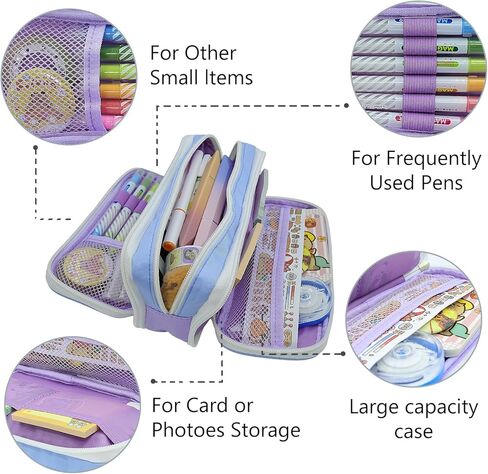 Large Capacity Pencil Case 3 Compartment Pouch Pen Bag for School Girl Boy Teen Men Women (Green) in Saudi Arabia