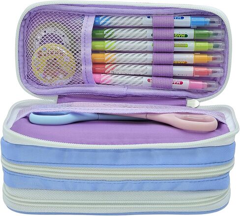 Large Capacity Pencil Case 3 Compartment Pouch Pen Bag for School Girl Boy Teen Men Women (Green) in Saudi Arabia