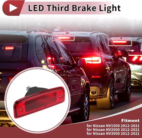 No.265901PA0A LED Third Brake Light for Nissan NV1500 NV2500 NV3500 2012-2021 No.26590-1PA0A/923-153 Red 3rd High Mounted Stop Lamp Rear Center High Level Brake Light Bar Taillight in Saudi Arabia