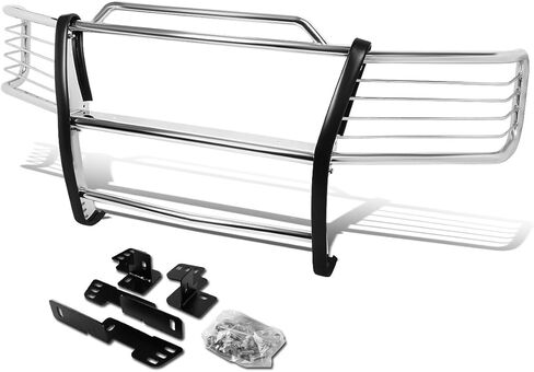 Auto Dynasty 1.5 Inches Polished Chrome Front Bumper Protector Brush Grille Guard Compatible with Chevy Silverado 1500 2500 2500HD 3500 Tahoe Suburban 1999-2006, Stainless Steel in Saudi Arabia