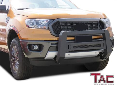 TAC Modular Bull Bar Fit 2019-2023 Ford Ranger Truck Pickup ذو ملمس ناعم أسود متوافق مع مصابيح LED للطرق الوعرة (إصدار شبكة المفترس) in Saudi Arabia