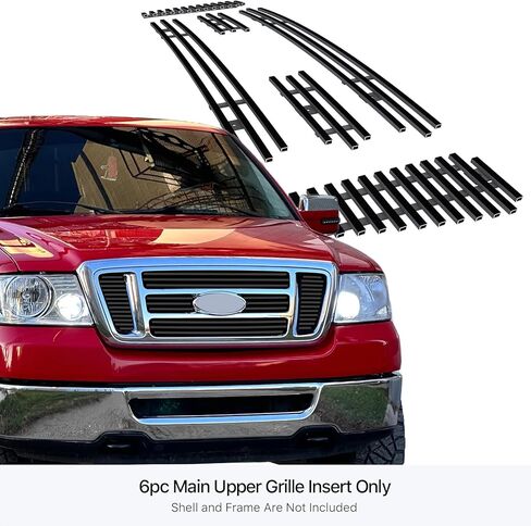 APS متوافق مع Ford F-150 2004-2008 Bar Style الرئيسي العلوي من الفولاذ المقاوم للصدأ الكروم 8x6 شبكة أمامية من البليت F65726C in Saudi Arabia