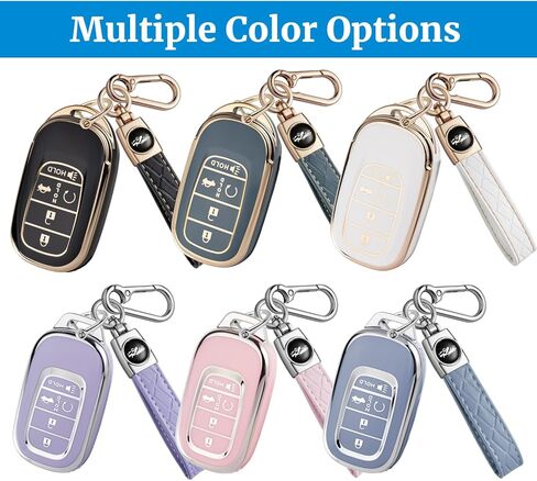 غطاء TPU ناعم لهاتف Honda Key Fob مع سلسلة مفاتيح، غطاء حافظة للمفاتيح حماية كاملة لملحقات Accord Civic HR-V CR-V Pilot Touring، 2021-2026، وردي in Kuwait