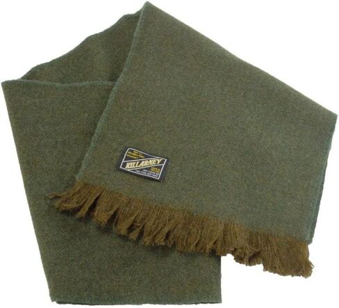 Kerry Woollen Mills Killarney Herringbone Wool Scarf – Green Check, Green, One size in Saudi Arabia